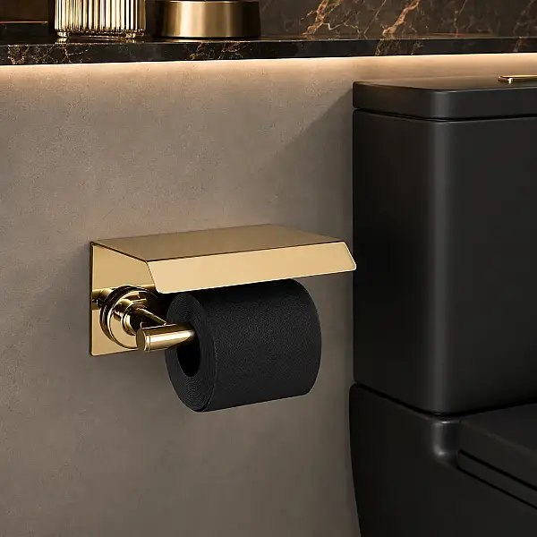 System Hoop Kapaklı Tuvalet Kağıtlığı Gold Renk (BA1003 011 GL) - 2