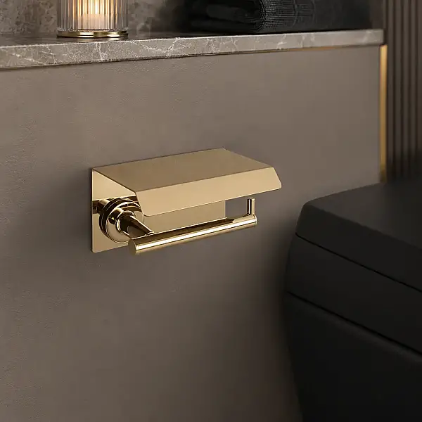 System Hoop Kapaklı Tuvalet Kağıtlığı Gold Renk (BA1003 011 GL) - 1