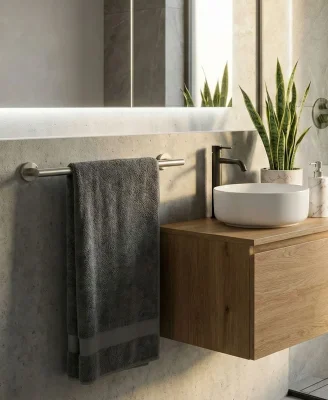 System Hoop Uzun Havluluk Nikel Saten Mat Renk 45cm (BA1003 004 NBM) - 1