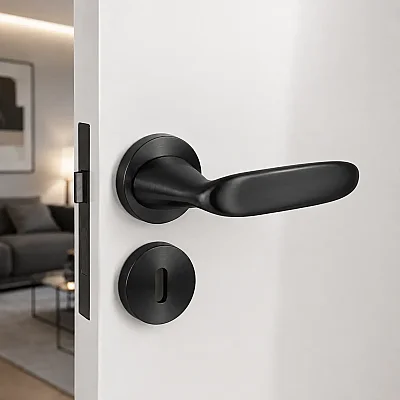System Imas Rozetli Oda Kapı Kolu Siyah (HA501RO92N AL6) - 1