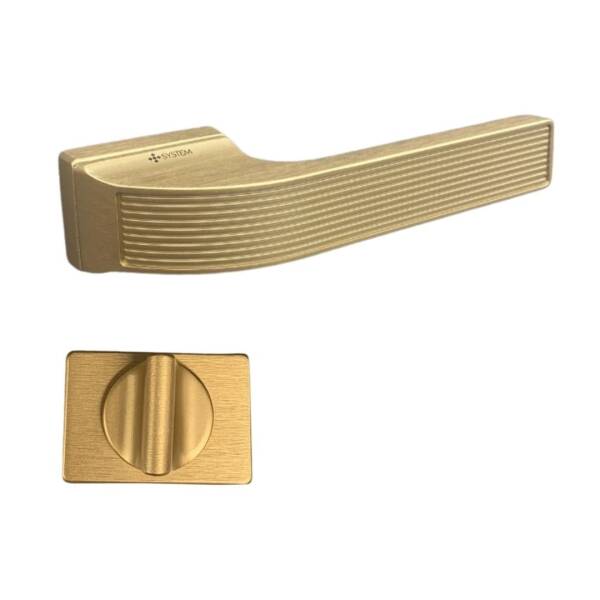 System Jedi Fırçalı Mat Altın Rozetli Kapı Kolu (HA261RO15 ELX5) - 2