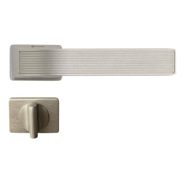 System Jedi Fırçalı Nikel Saten Rozetli Kapı Kolu (HA261RO15 ELX2) - 3