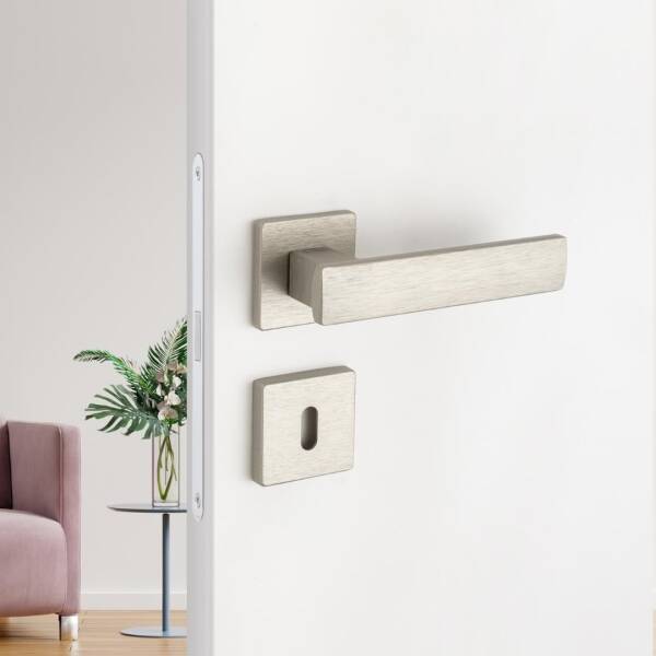 System Just Fırçalı Nikel Saten Rozetli Kapı Kolu (HA276RO21 ELX2) - 1