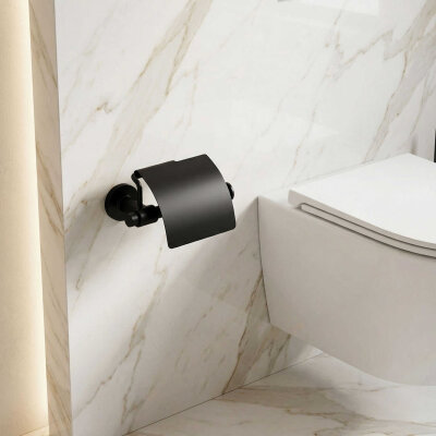 System Ezel Kapaklı Tuvalet Kağıtlığı Siyah Renk (BA1031 010 AL6) - System Banyo