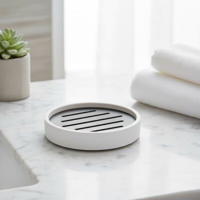 System Katı Sabunluk Mermer Desenli/Siyah Renk (BA2029 008 R3-AL6) - System Banyo