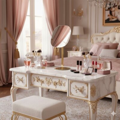 System 5 X Masa Üstü Büyüteçli Makyaj Aynası Gold Renk (BA2022 035 GL) - System Banyo