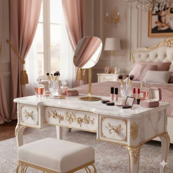 System 5 X Masa Üstü Büyüteçli Makyaj Aynası Gold Renk (BA2022 035 GL) - 1