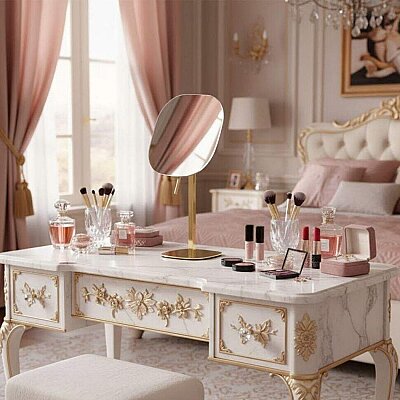 System 5 X Masa Üstü Büyüteçli Makyaj Aynası Gold Renk (BA2022 035 GL) - System Banyo