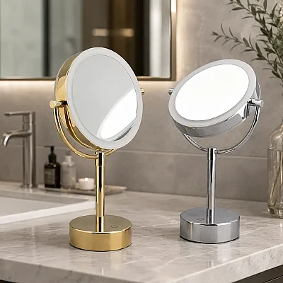 System Masa Üstü Büyüteçli Makyaj Aynası Gold Renk (BA2021 035 GL) - 1
