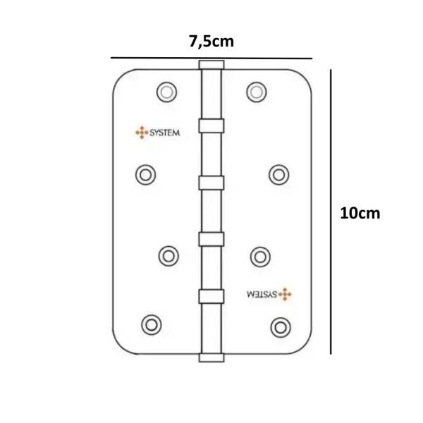 System Yönsüz 4 Bilyalı Menteşe Antik Sarı 10cm 3mm (SH101 ABM) - 2