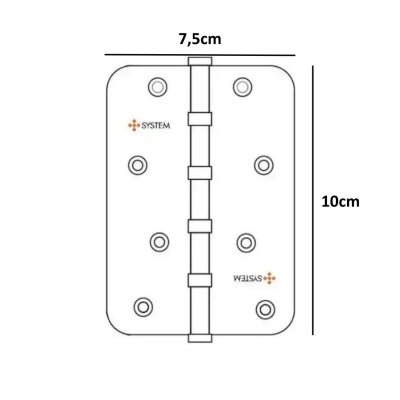 System Yönsüz 4 Bilyalı Menteşe Mat Siyah 10cm 3mm (SH101 AL6) - 2