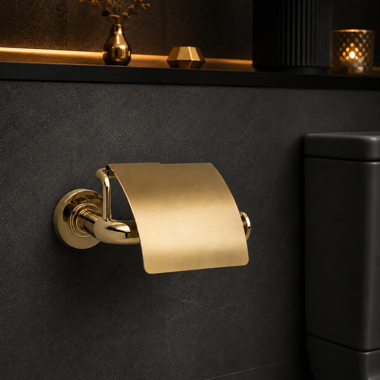 System Nord Kapaklı Tuvalet Kağıtlığı Gold/Gold Branch Renk (BA1041 010 GL-GB) - 1