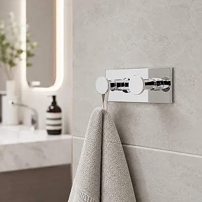 System Nowo Duvara Monte Yapışkanlı Krom İkili Askılık (BA10018 002001 CR) - 1