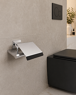 System Octagon Kapaklı Tuvalet Kağıtlığı Krom Renk (BA1026 023 CR) - System Banyo