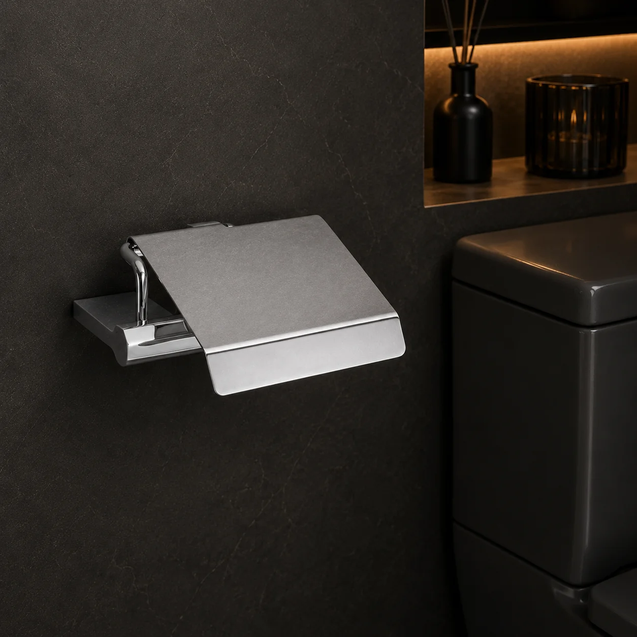System Octagon Kapaklı Tuvalet Kağıtlığı Krom Renk (BA1026 023 CR) - 1