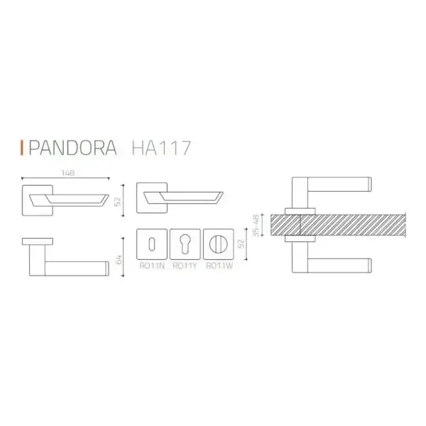 System Pandora Kapı Kolu Mat Antik Renk Seri Sonu (HA117RO11 MAB) - 2