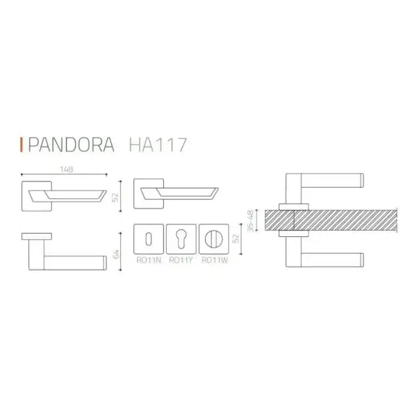 System Pandora Kapı Kolu Nikel Saten (HA117RO11 NB-CR/NB) - 3