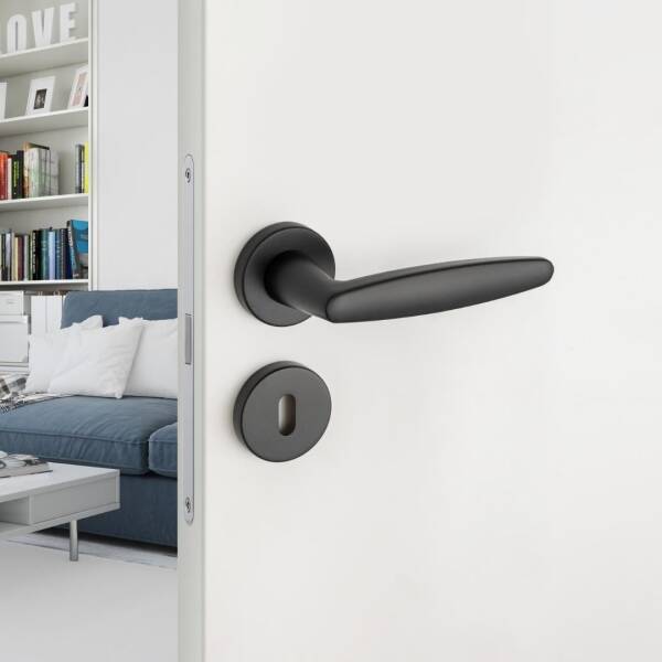 System Polna Siyah Renk Rozetli Kapı Kolu (HA245RO12 AL6) - 3