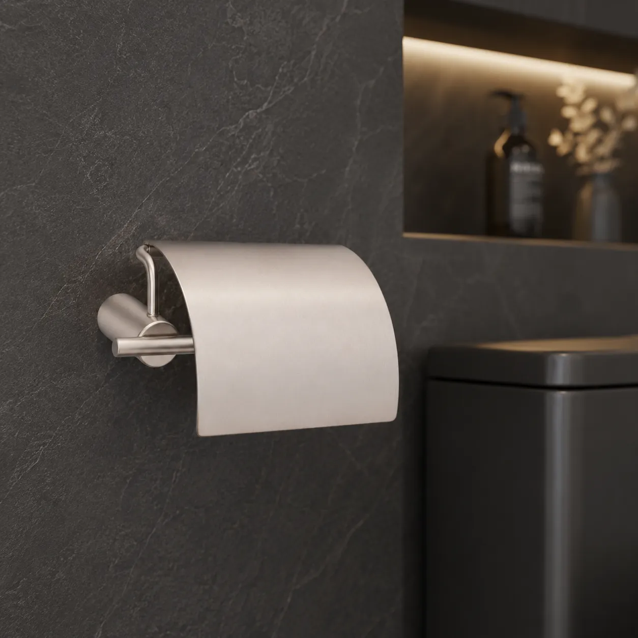 System Pro-Tech Kapaklı Tuvalet Kağıtlığı Saten Renk (BA1007 010 NBM) - 1
