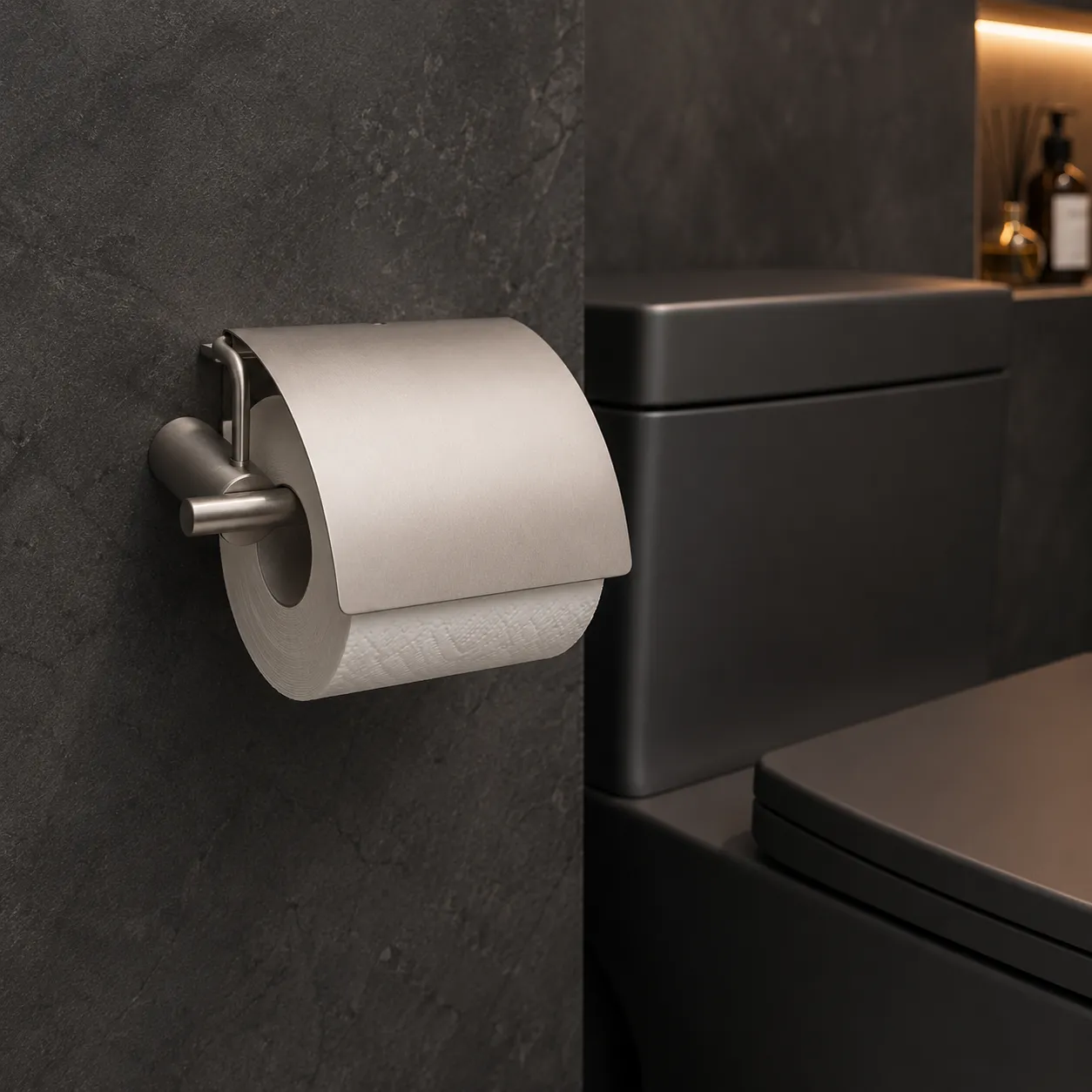 System Pro-Tech Kapaklı Tuvalet Kağıtlığı Saten Renk (BA1007 010 NBM) - System Banyo (1)