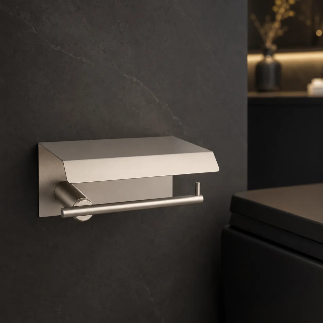 System Pro-Tech Kapaklı Tuvalet Kağıtlığı Saten Renk (BA1007 011 NBM) - 1