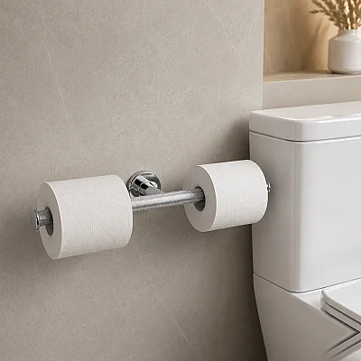 System Pureline İkili Tuvalet Kağıtlığı Krom Renk 45X78X266 Mm (BA1013 013 CR) - 1