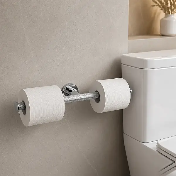 System Pureline İkili Tuvalet Kağıtlığı Krom Renk 45X78X266 Mm (BA1013 013 CR) - 1