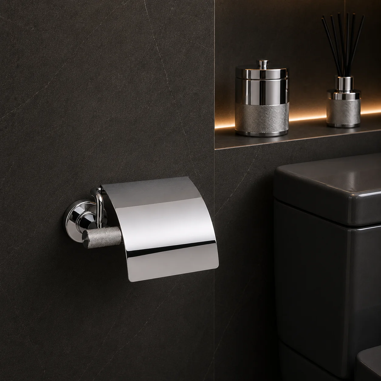 System Pureline Kapaklı Tuvalet Kağıtlığı Krom Renk 88X95X156 mm (BA1013 010 CR) - 1