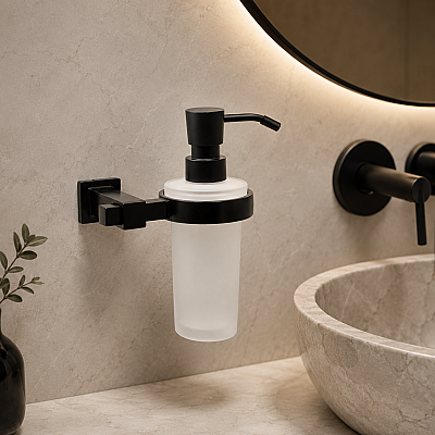 System Q-Line Duvara Monte Siyah Sıvı Sabunluk (BA1006 006 AL6-C1) - System Banyo