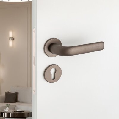 System Riven Fırçalı Bronz Rozetli Kapı Kolu (HA274RO22 ELX3) - System