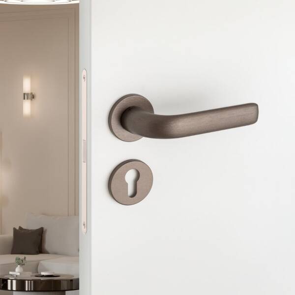 System Riven Fırçalı Bronz Rozetli Kapı Kolu (HA274RO22 ELX3) - 1