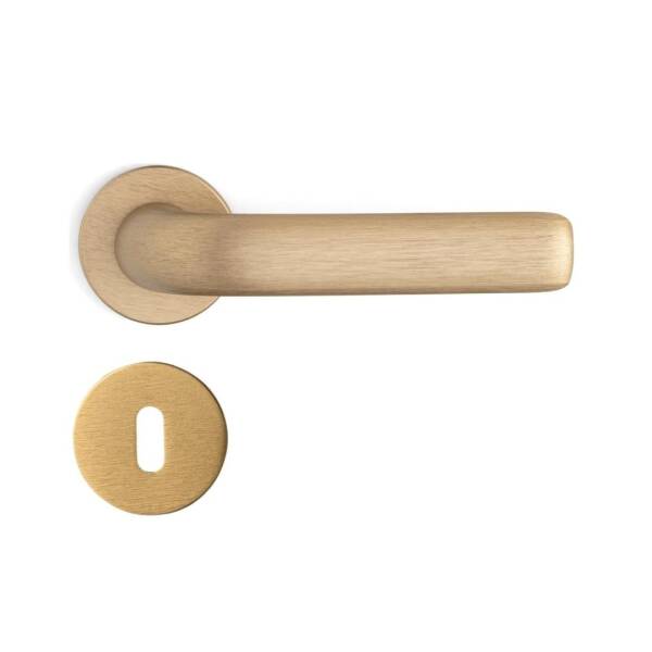 System Riven Fırçalı Mat Altın Rozetli Kapı Kolu (HA274RO22 ELX5) - 1