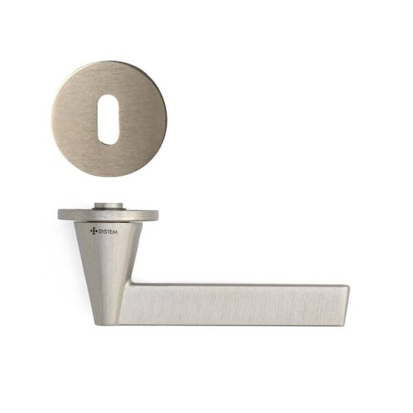 System Robin Fırçalı Nikel Saten Rozetli Kapı Kolu (HA264RO22 ELX2) - 1