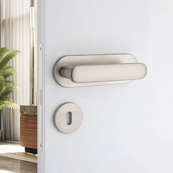 System Sinus Rozetli Kapı Kolu Nikel Saten Renk (HA227RO32 NBM) - 1