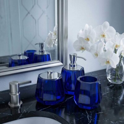 System Kristal Sıvı Sabunluk Mavi Renk 148X120X120 mm (BA2038 006 C4-CR) - System Banyo