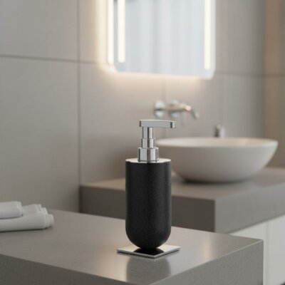 System Sıvı Sabunluk Siyah/Krom Renk (BA2026 006 R2-CR) - System Banyo