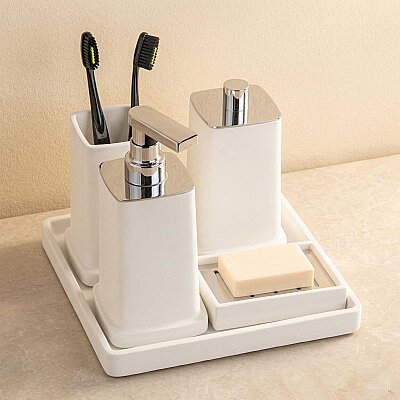 System Sıvı Sabunluk Beyaz/Krom Renk (BA2025 006 R1-CR) - 3