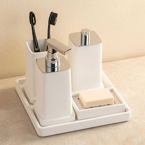 System Sıvı Sabunluk Beyaz/Krom Renk (BA2025 006 R1-CR) - 3