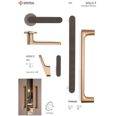 System Solo-T Kapı Kolu Şampanya Rengi (HA282TRO22 CHB) - System (1)
