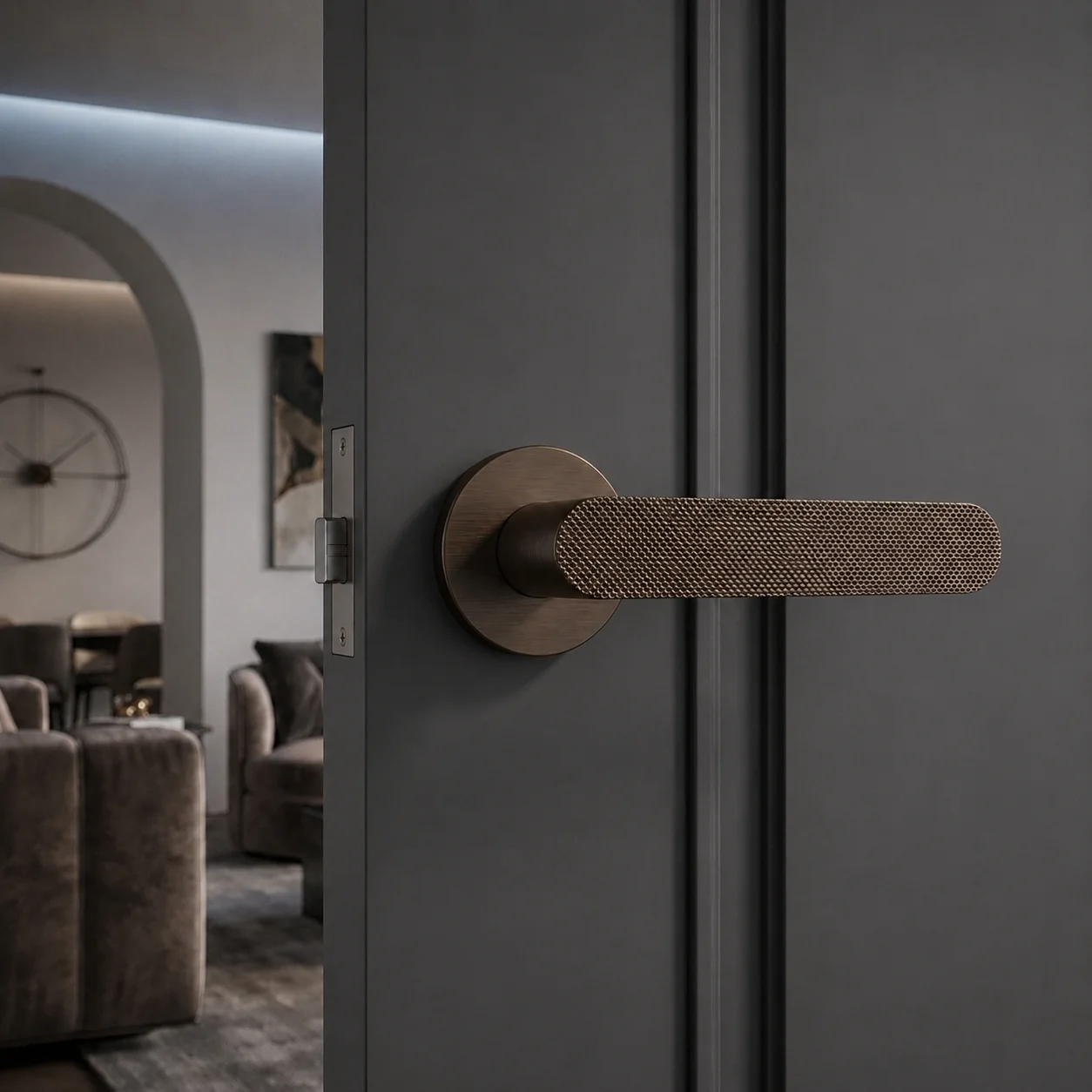 System Solo-T Kapı Kolu Fırçalı Bronz Renk (HA282TRO22 ELX3) - 1