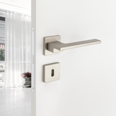 System Space Fırçalı Nikel Saten Rozetli Kapı Kolu (HA268RO21 ELX2) - System