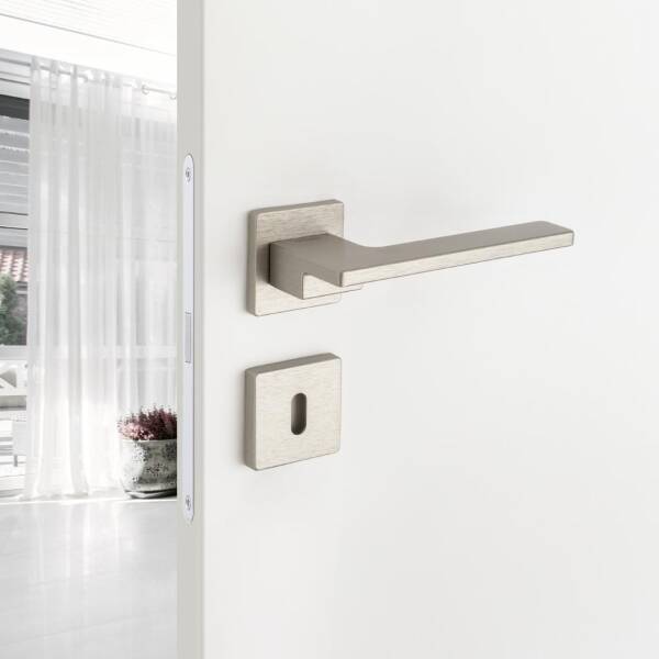 System Space Fırçalı Nikel Saten Rozetli Kapı Kolu (HA268RO21 ELX2) - 1