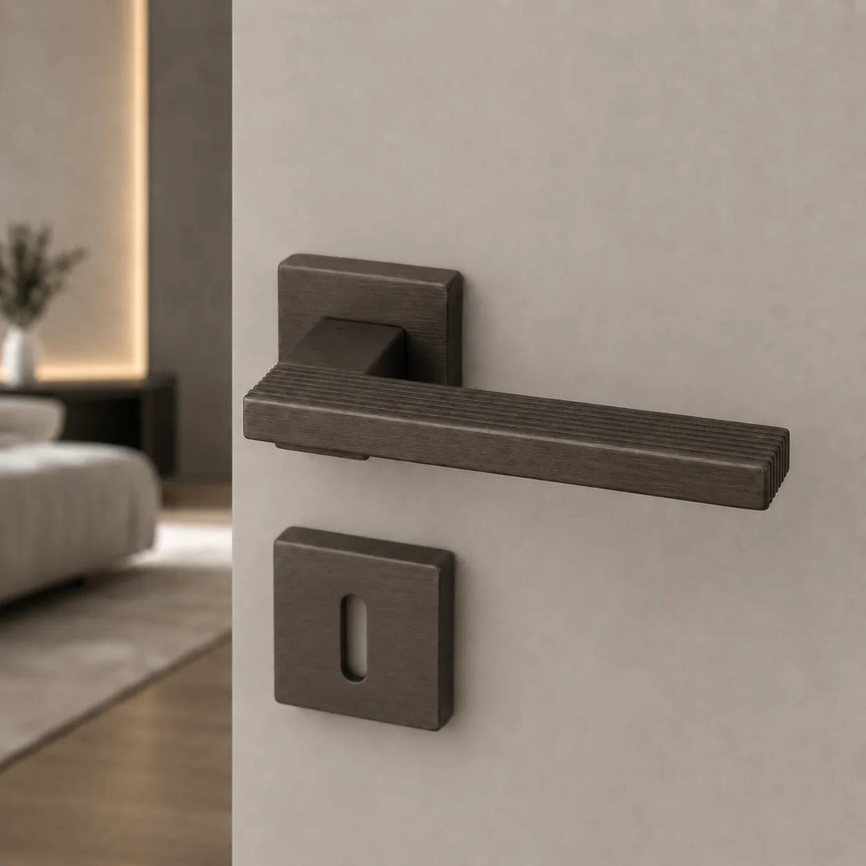 System Step Fırçalı Bronz Rozetli Kapı Kolu (HA260RO11 ELX3) - 1