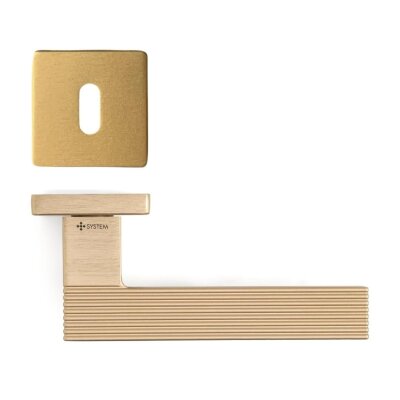 System Step Fırçalı Mat Altın Rozetli Kapı Kolu (HA260RO11 ELX5) - System