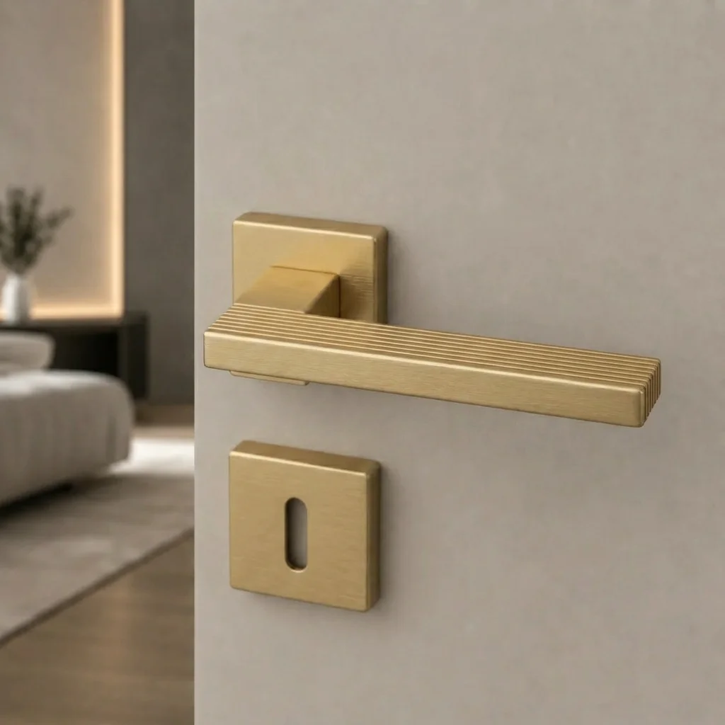 System Step Fırçalı Mat Altın Rozetli Kapı Kolu (HA260RO11 ELX5) - 1