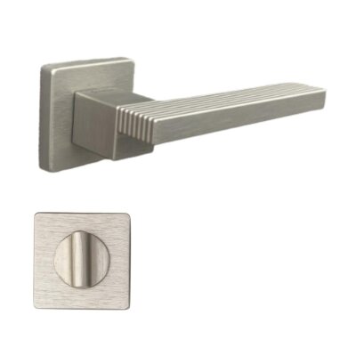 System Step Fırçalı Nikel Saten Rozetli Kapı Kolu (HA260RO11 ELX2) - 3