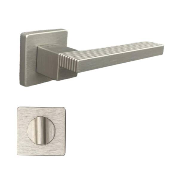 System Step Fırçalı Nikel Saten Rozetli Kapı Kolu (HA260RO11 ELX2) - 3