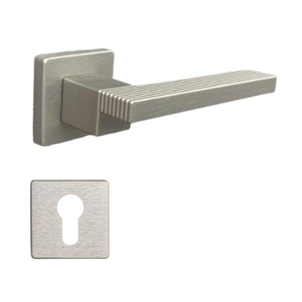 System Step Fırçalı Nikel Saten Rozetli Kapı Kolu (HA260RO11 ELX2) - 4