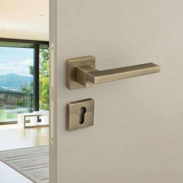 System Step Rozetli Antik Sarı Kapı Kolu (HA260RO11 ABM) - 1