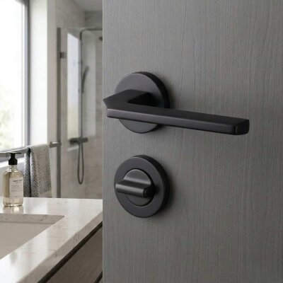 System Tema Wc Rozetli Kapı Kolu Siyah Renk (HA150RO44 WAL6) - System